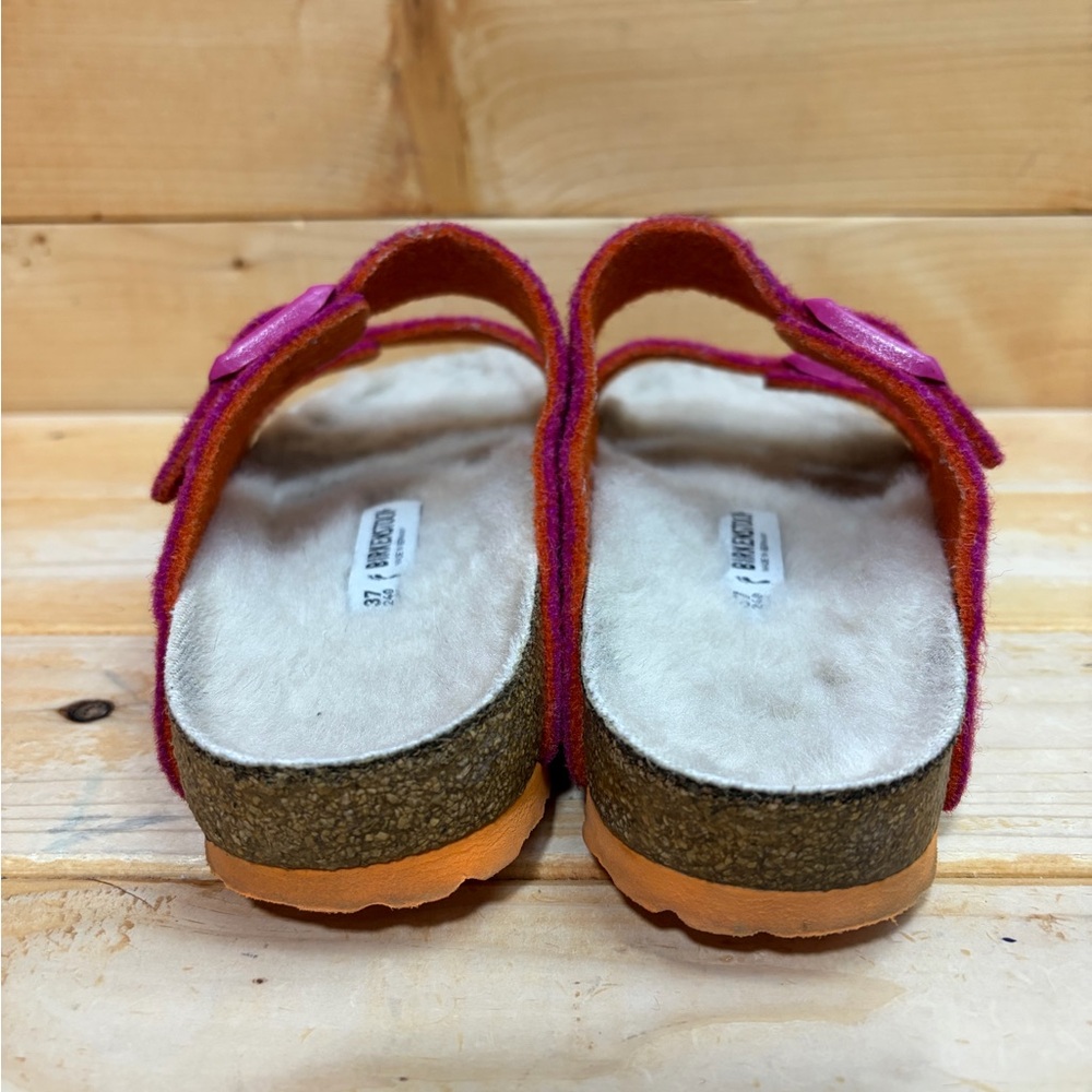 Birkenstock Arizona - Wool felt - shearling pink orange - Euro 37 - Picture 5 of 7